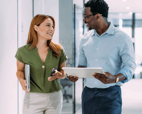 employees talking to each other